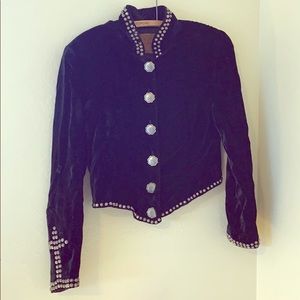 Vintage Black Velvet Studded Western Jacket